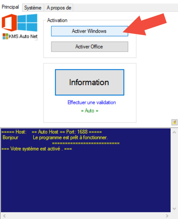 Activation Windows avec KMSAuto Activator